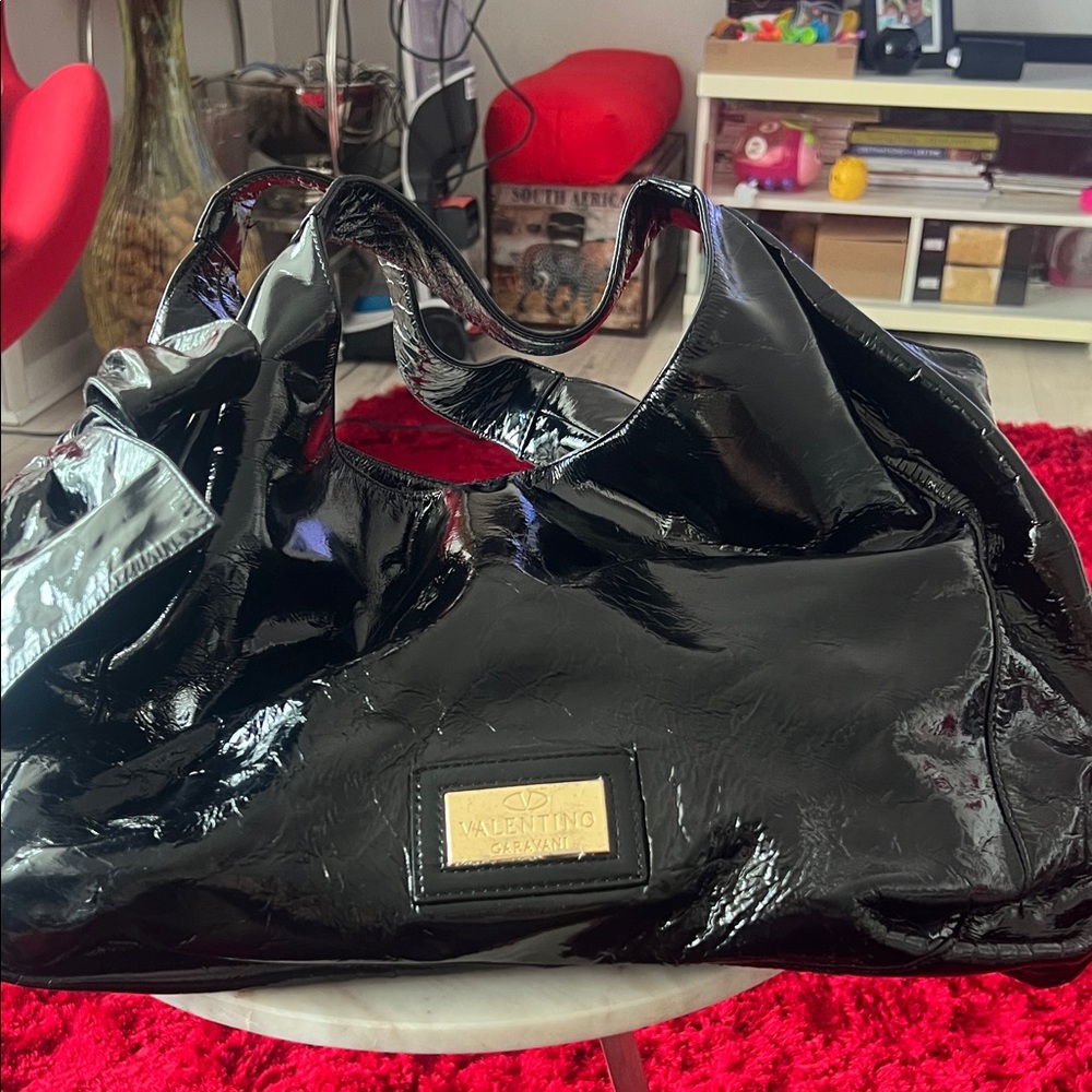 Valentino Black Patent Leather Shoulder Bag